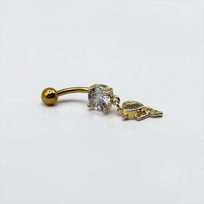 Gold Devil Heart Belly Button Ring