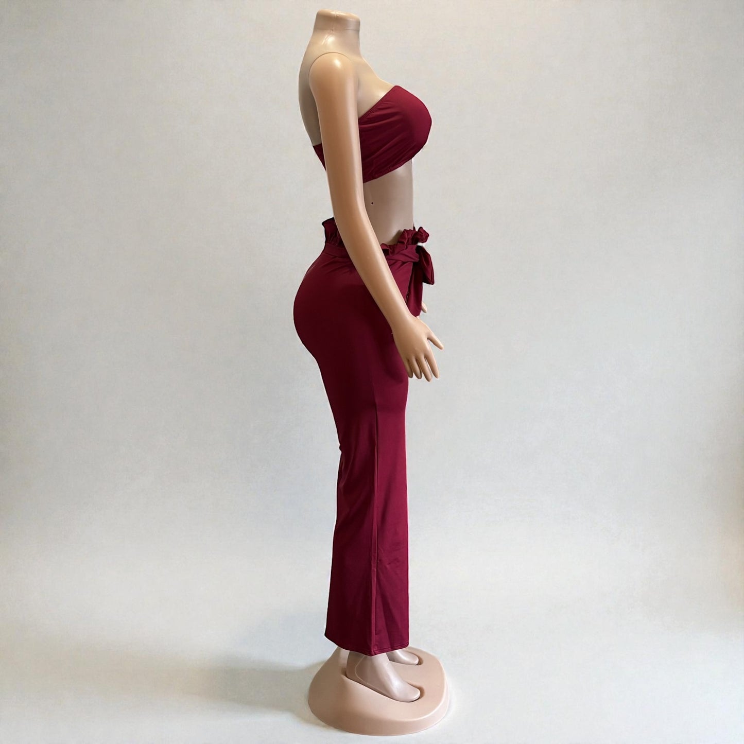 Conjunto largo de 2 piezas burdeos para mujer