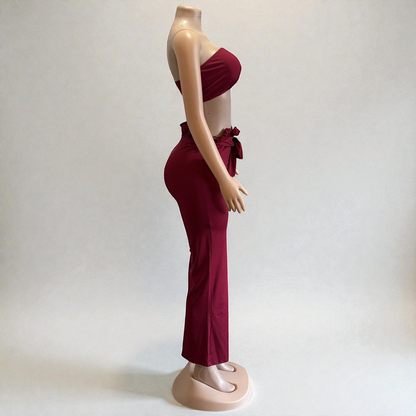 Conjunto largo de 2 piezas burdeos para mujer