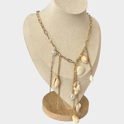 Shell Tassel Multi Pendant Necklace