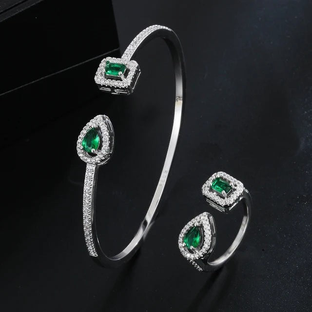 Conjunto de 2 piezas de pulsera y anillo ajustables