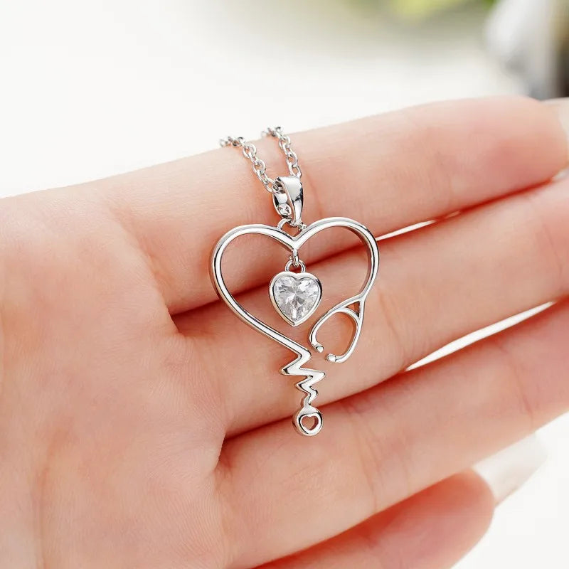 Heart Stethoscope Nurse Necklace