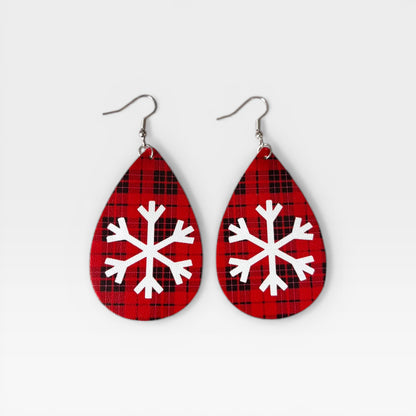 Snowflake Red Oval Earring