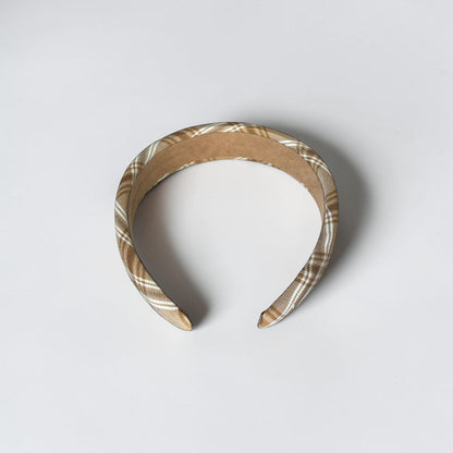 Khaki Plaid Padded Headband
