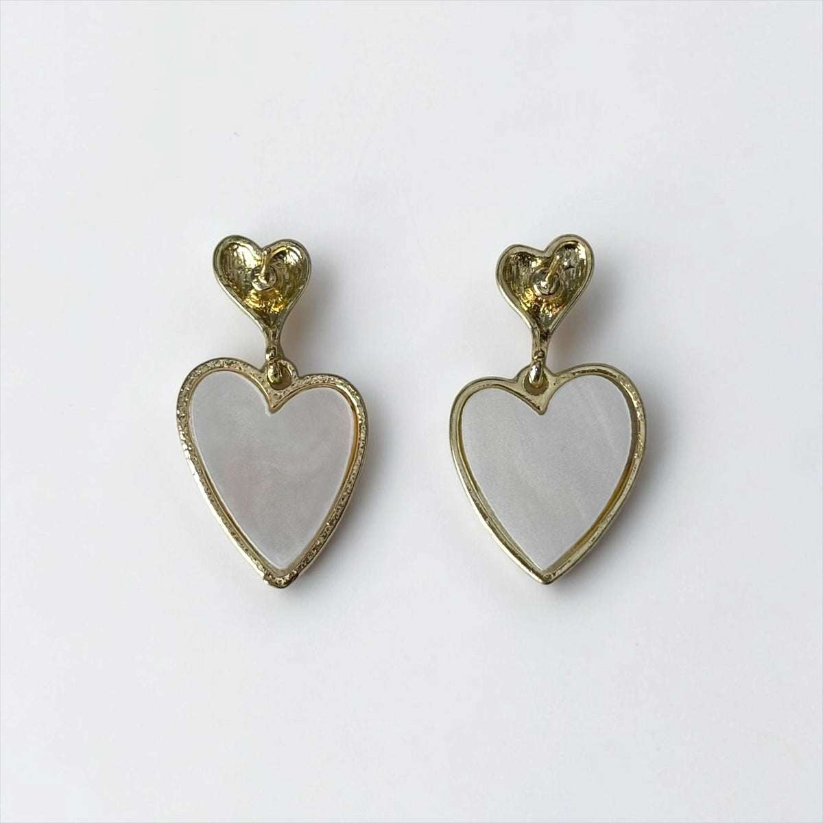 Ivory Floral Heart Drop Earrings