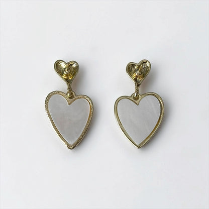 Ivory Floral Heart Drop Earrings