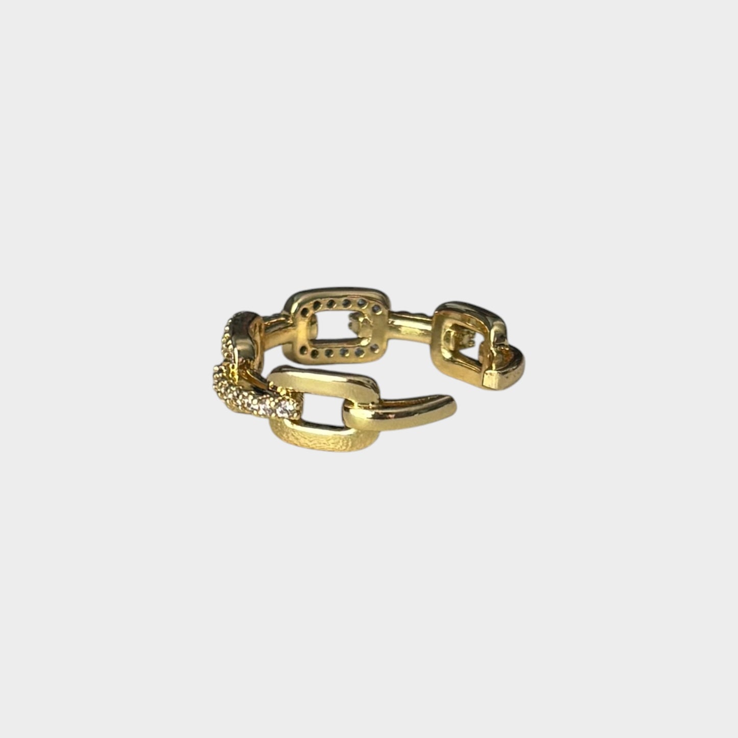 Gold & Crystal Adjustable Chain Ring