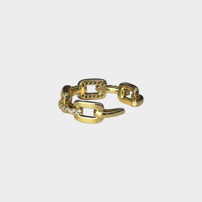 Gold & Crystal Adjustable Chain Ring