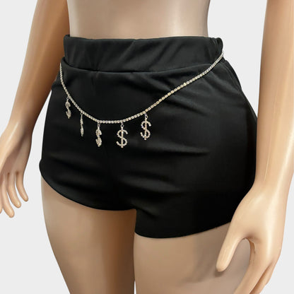 Money Sign Silver Belly Chain