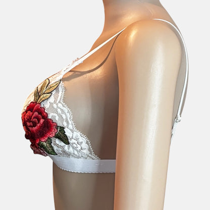 Sujetador floral sin aros con encaje sexy para mujer de Rose