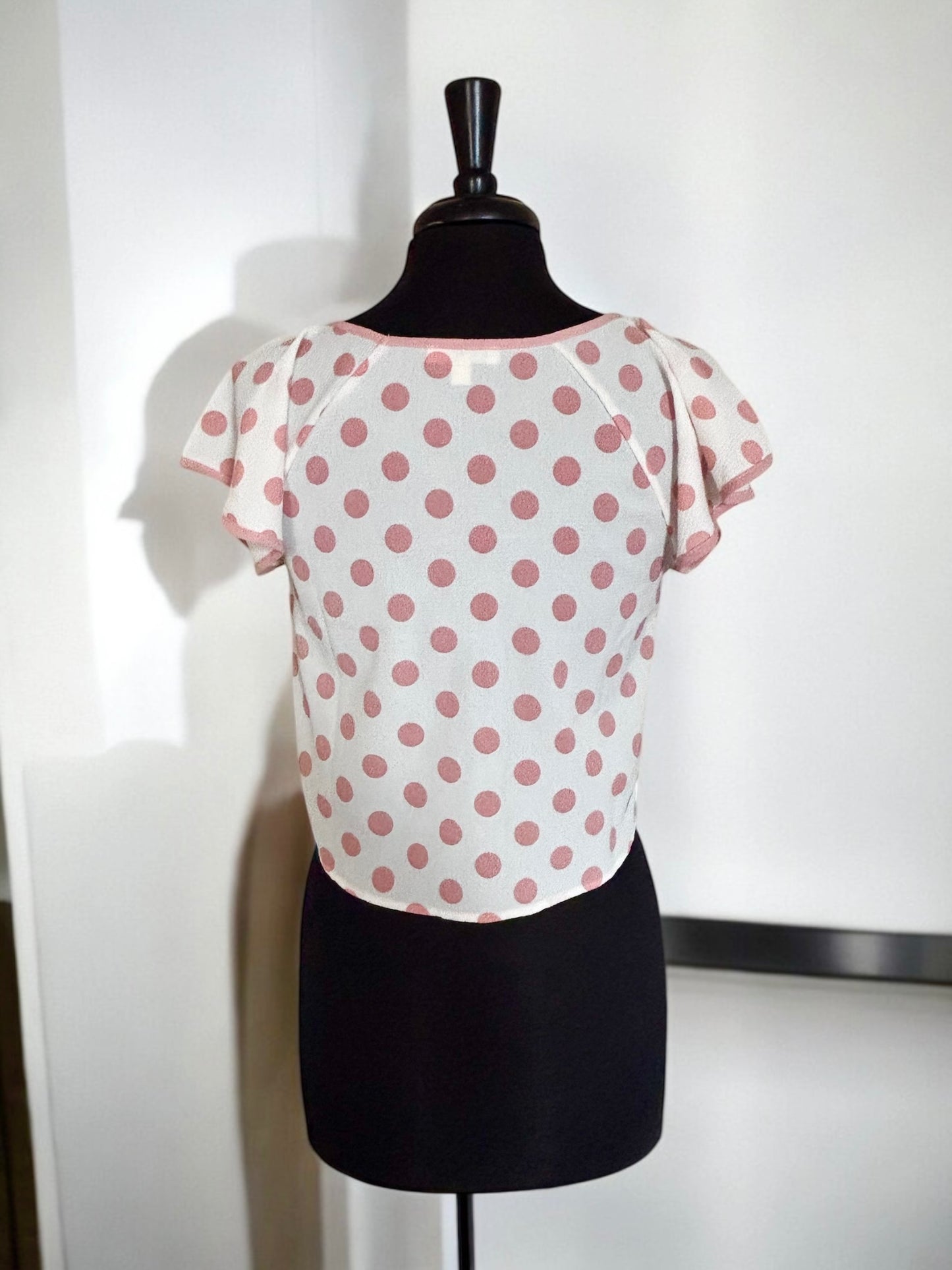 Ivory Peach Polka Dots Blouse