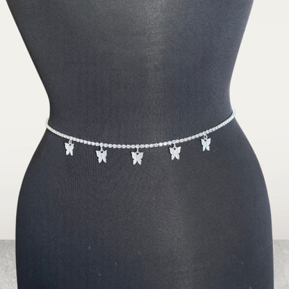 Cadena de cintura con diamantes de imitación y forma de mariposa