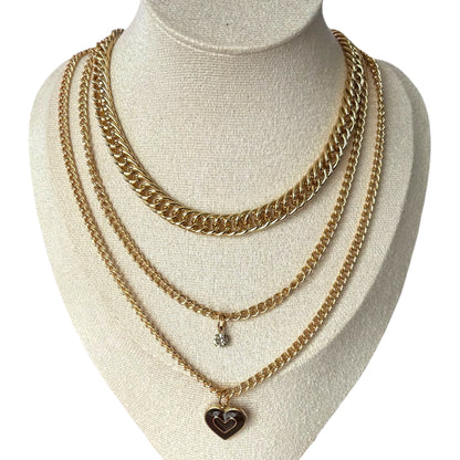 Golden Heart Layered Choker Necklace