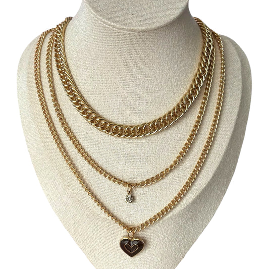 Golden Heart Layered Choker Necklace