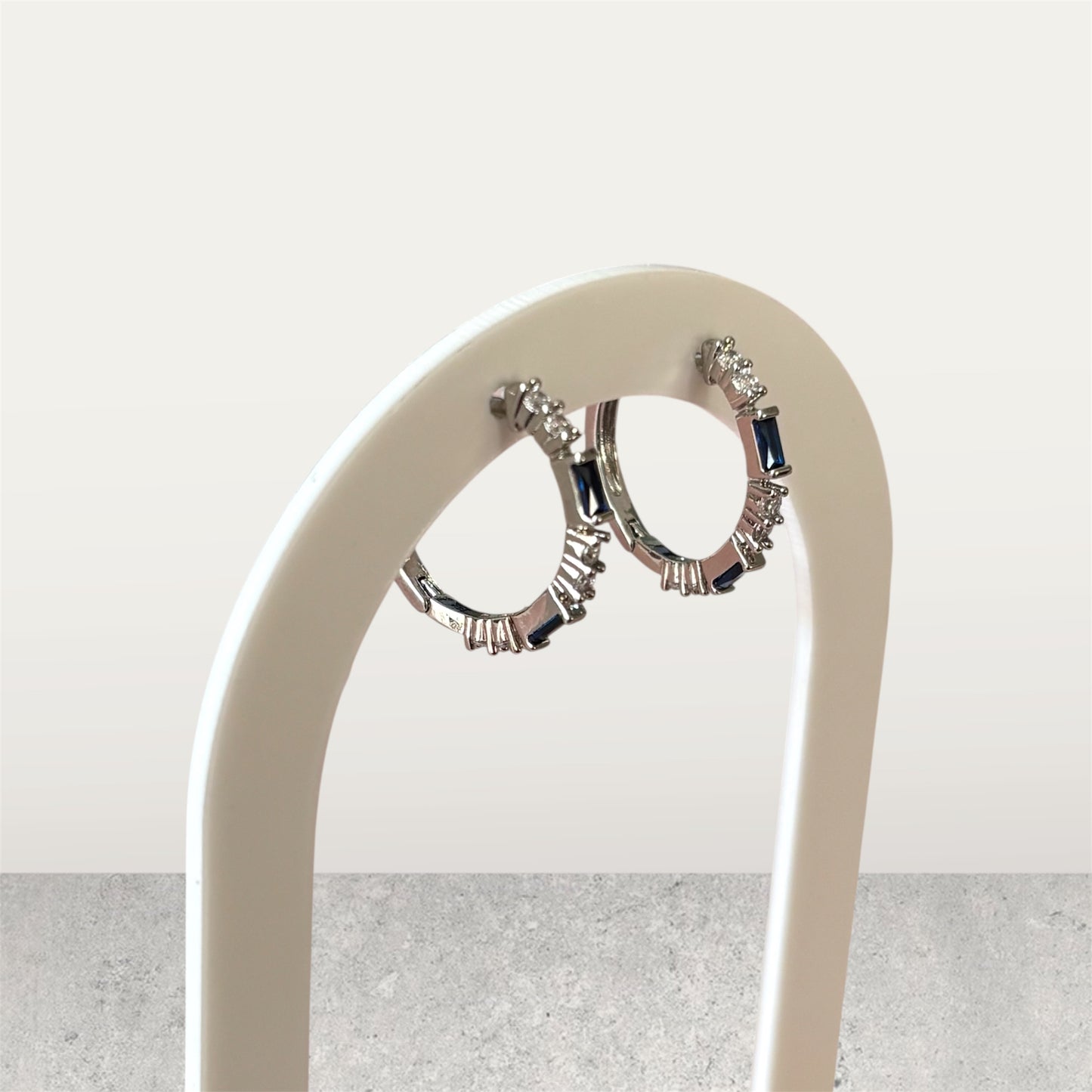 Royal Blue & Silver Round Elegant Earring