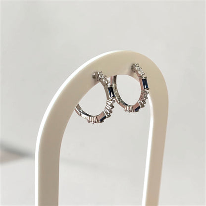 Royal Blue & Silver Round Elegant Earring