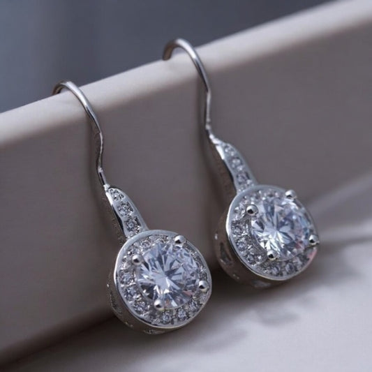 Small Round Crystal Drop Earrings