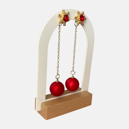 Snowflake Red Dangle Long Earring
