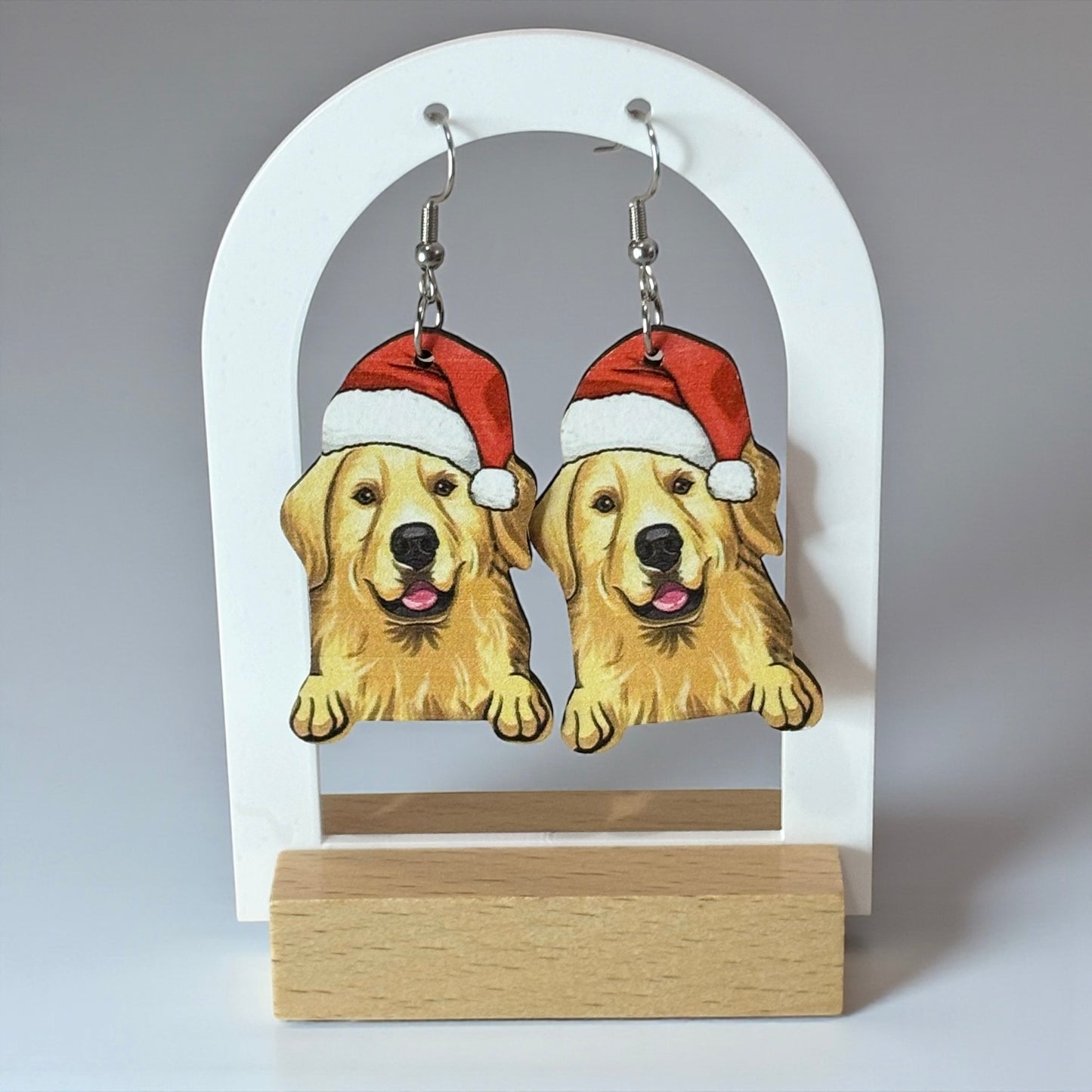 Golden Retriever Wood Drop Earring