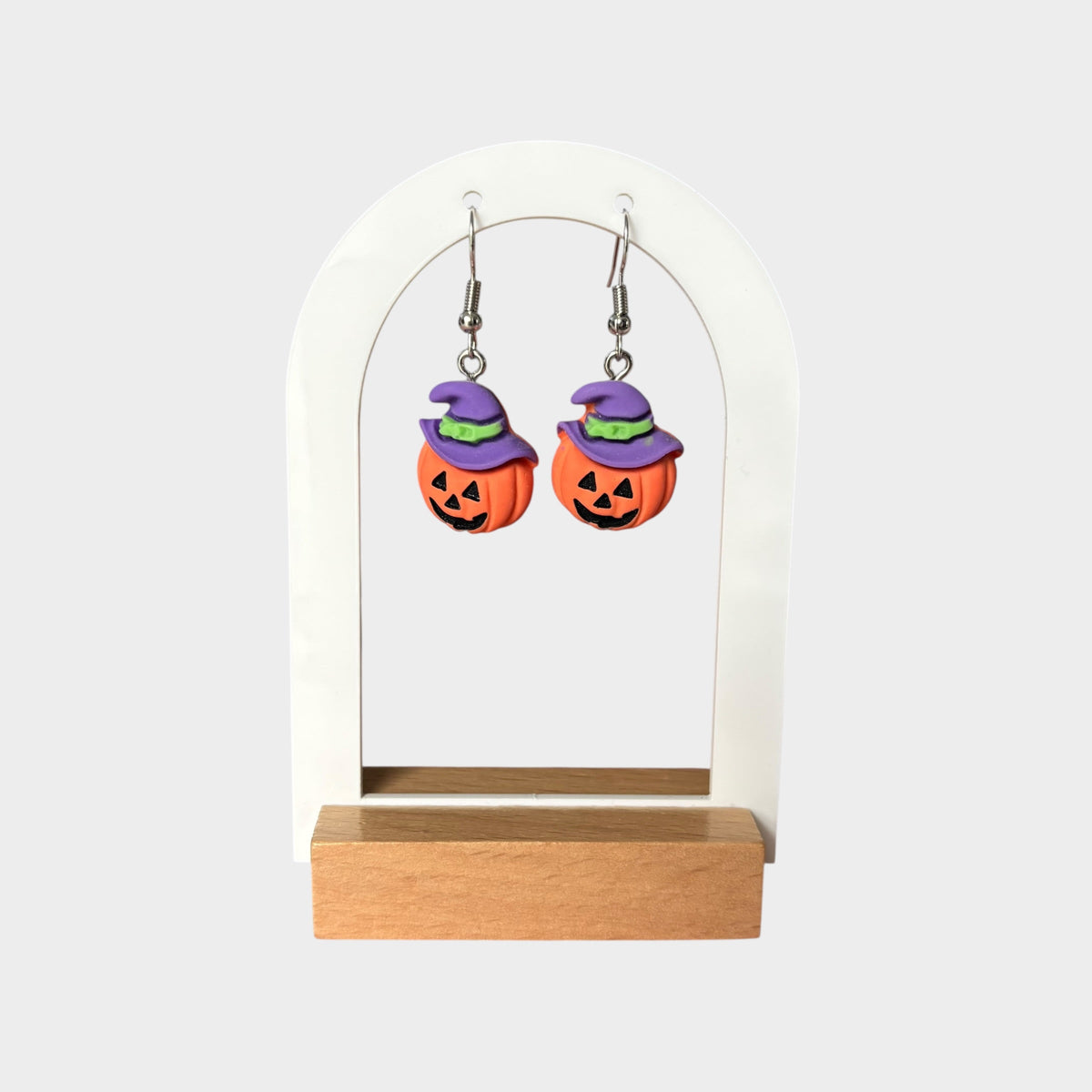 Pumpkin & Purple Witch Hat Dangle Earrings