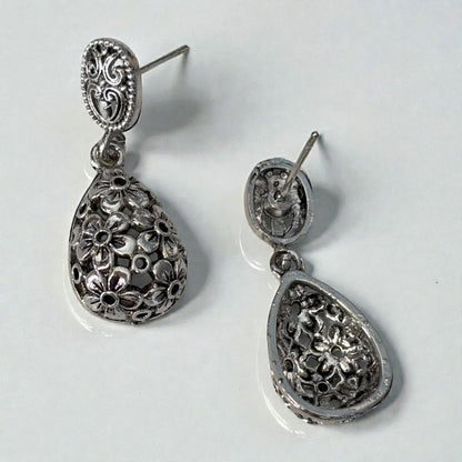 Silver Small Dangle Flower Earring