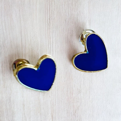 Small Dark Blue Heart Earring