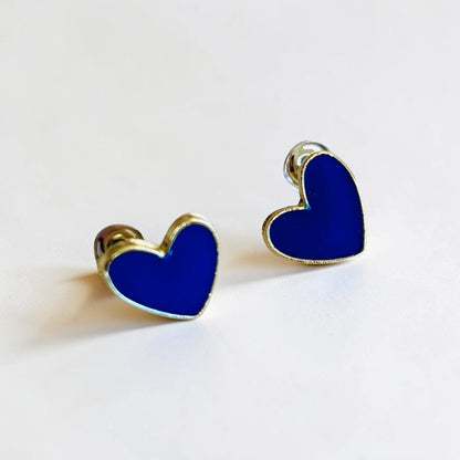 Small Dark Blue Heart Earring