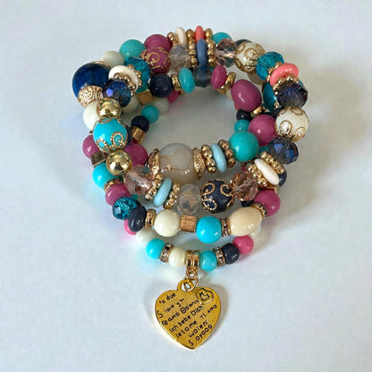 Crystal Beads 4 Piece Bracelet Set