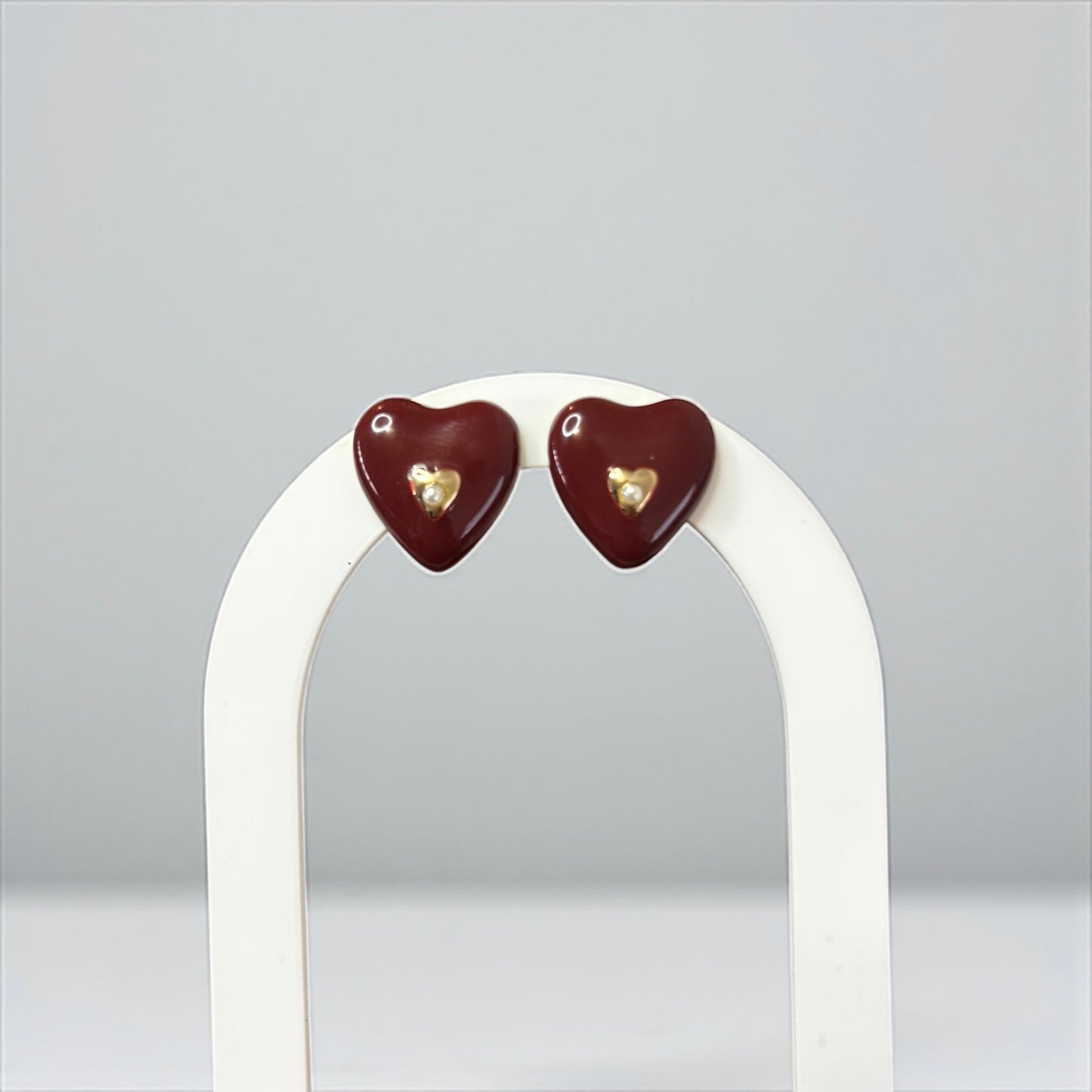 Bold Dark Burgundy Heart Charm Earrings