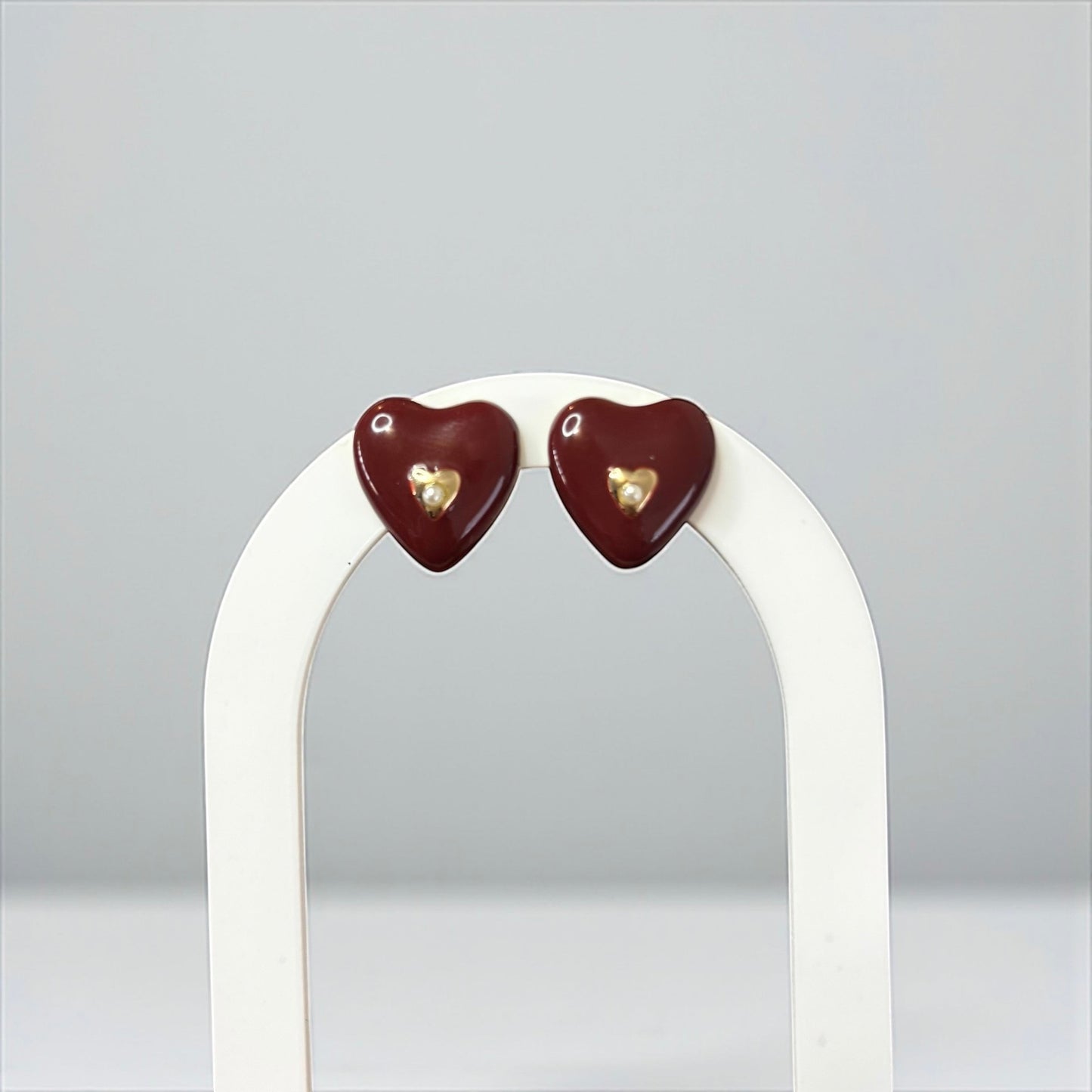 Bold Dark Burgundy Heart Charm Earrings
