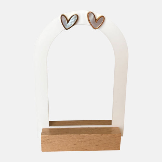 Small Heart Stud White Gold Earring