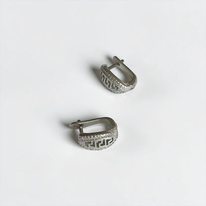 Silver Small Zircon Hoop Earring