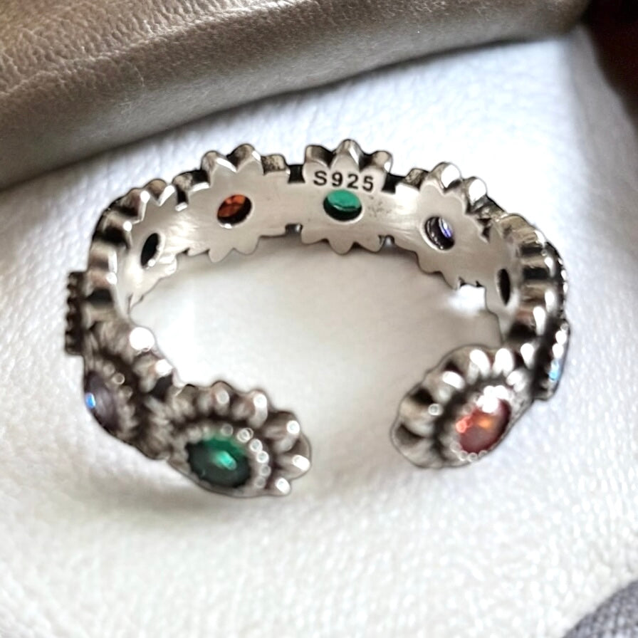 Floral Adjustable Colorful Ring