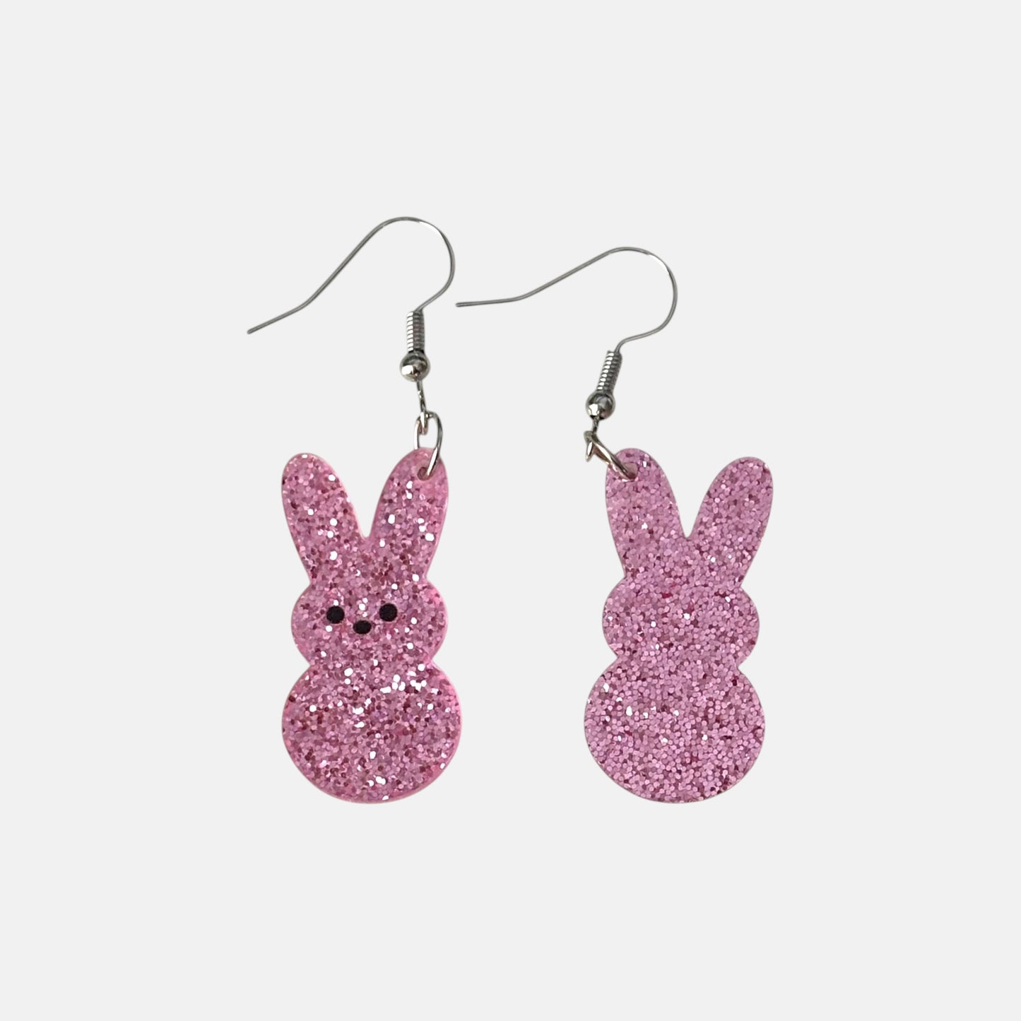 Light Pink Glitter Bunny Acrylic Earrings