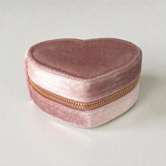 Heart Shaped Velvet Pink Jewelry Box