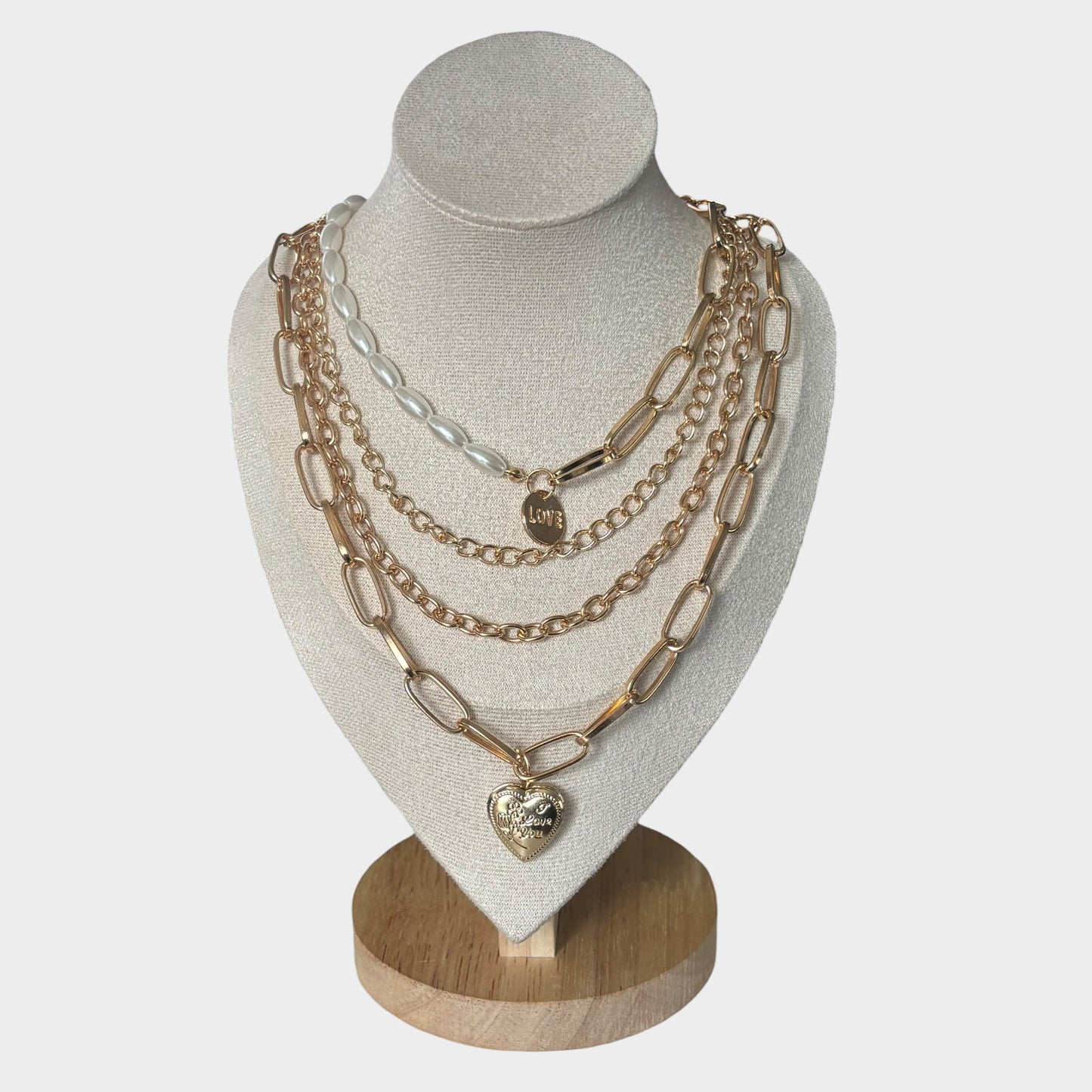 Gold Layered Pearl Heart Locket Necklace