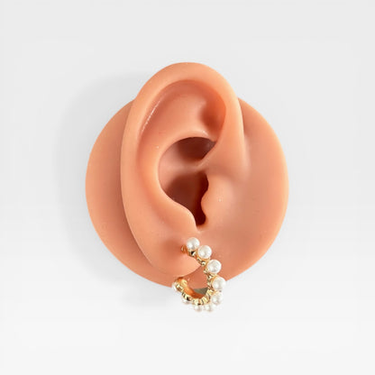 Gold Hoop Earrings with Pearls