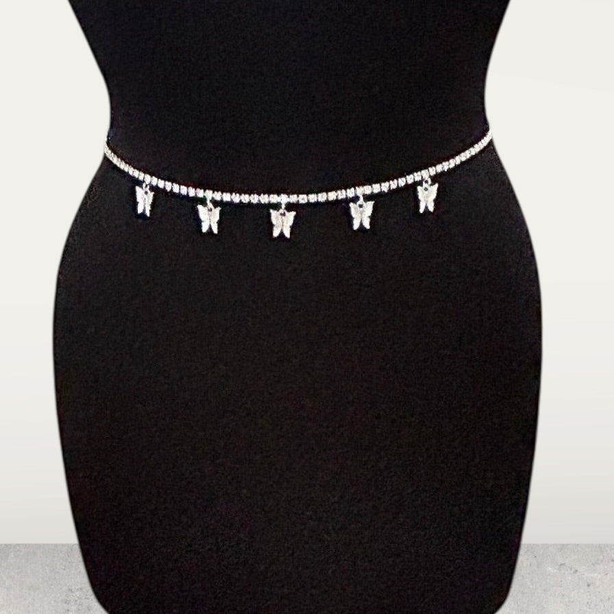 Cadena de cintura con diamantes de imitación y forma de mariposa