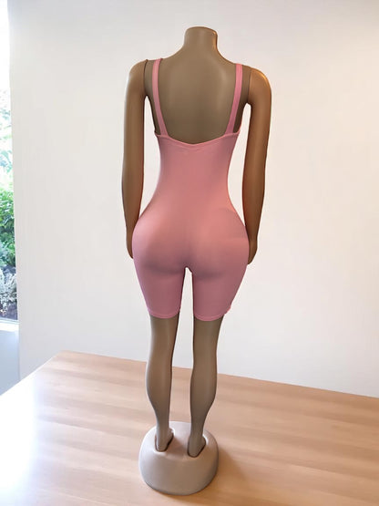 Sleeveless Pink Short Romper