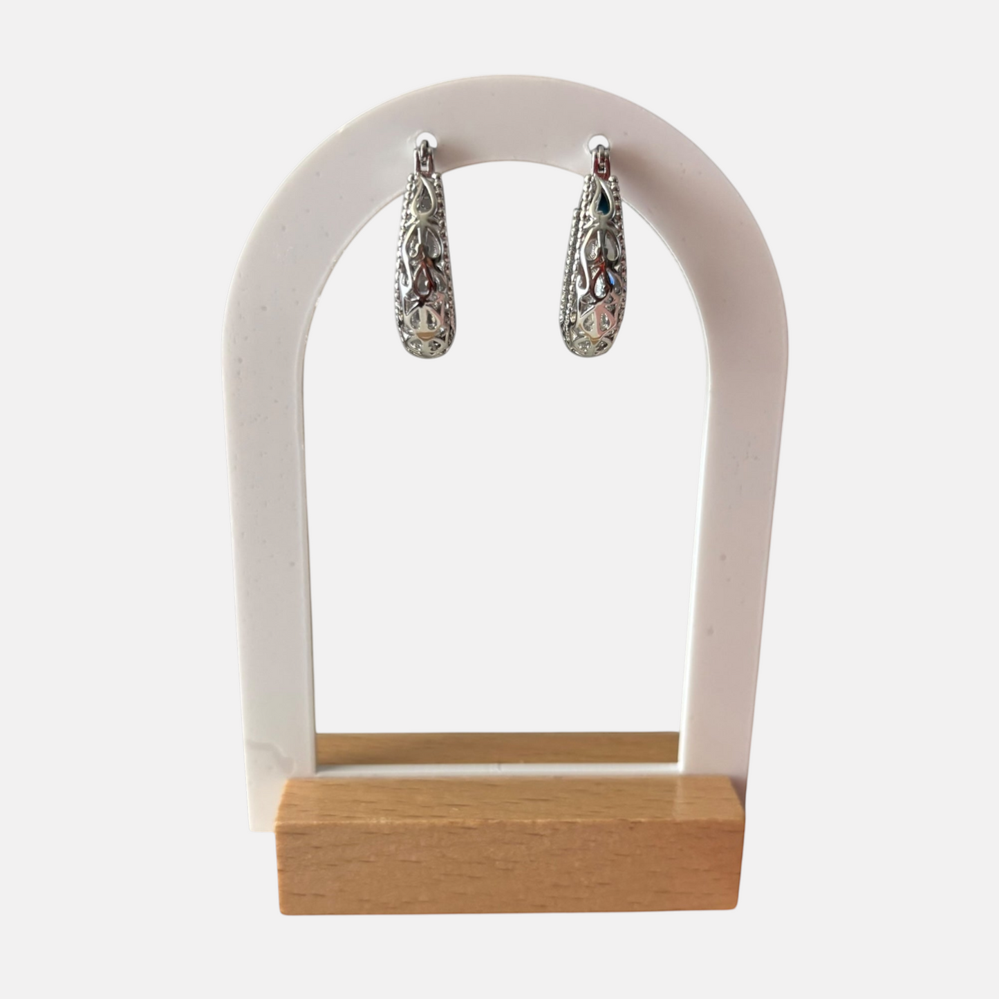 Hollow Silver Hoop Earring