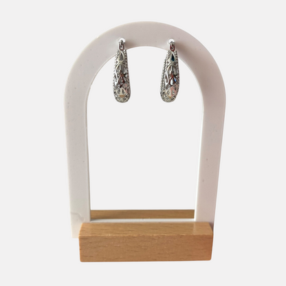 Hollow Silver Hoop Earring