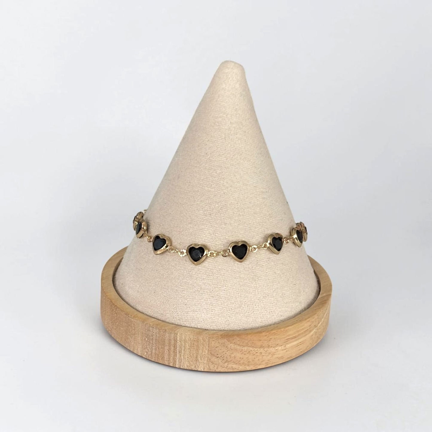 Gold-Tone Black Heart Charm Anklet