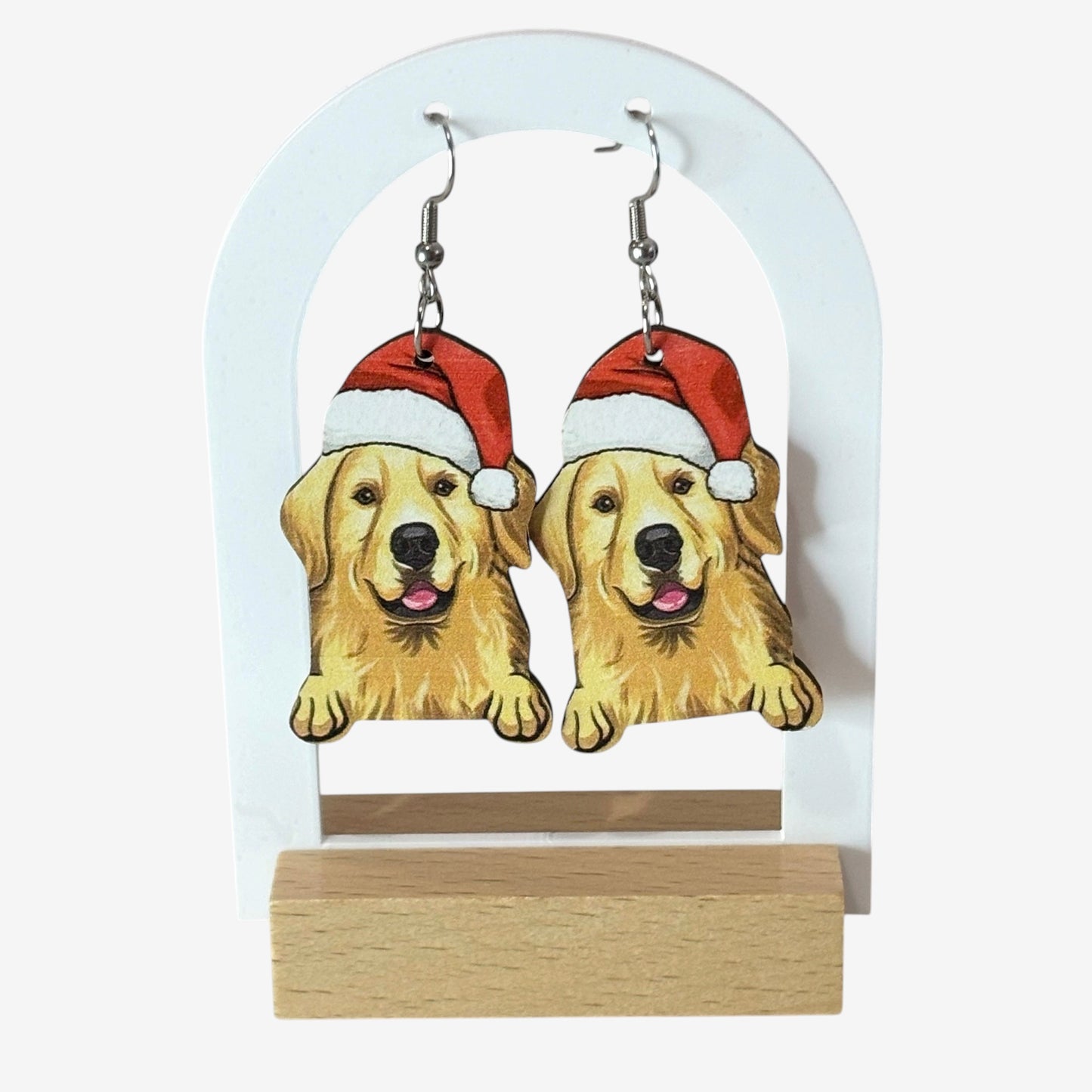 Golden Retriever Wood Drop Earring
