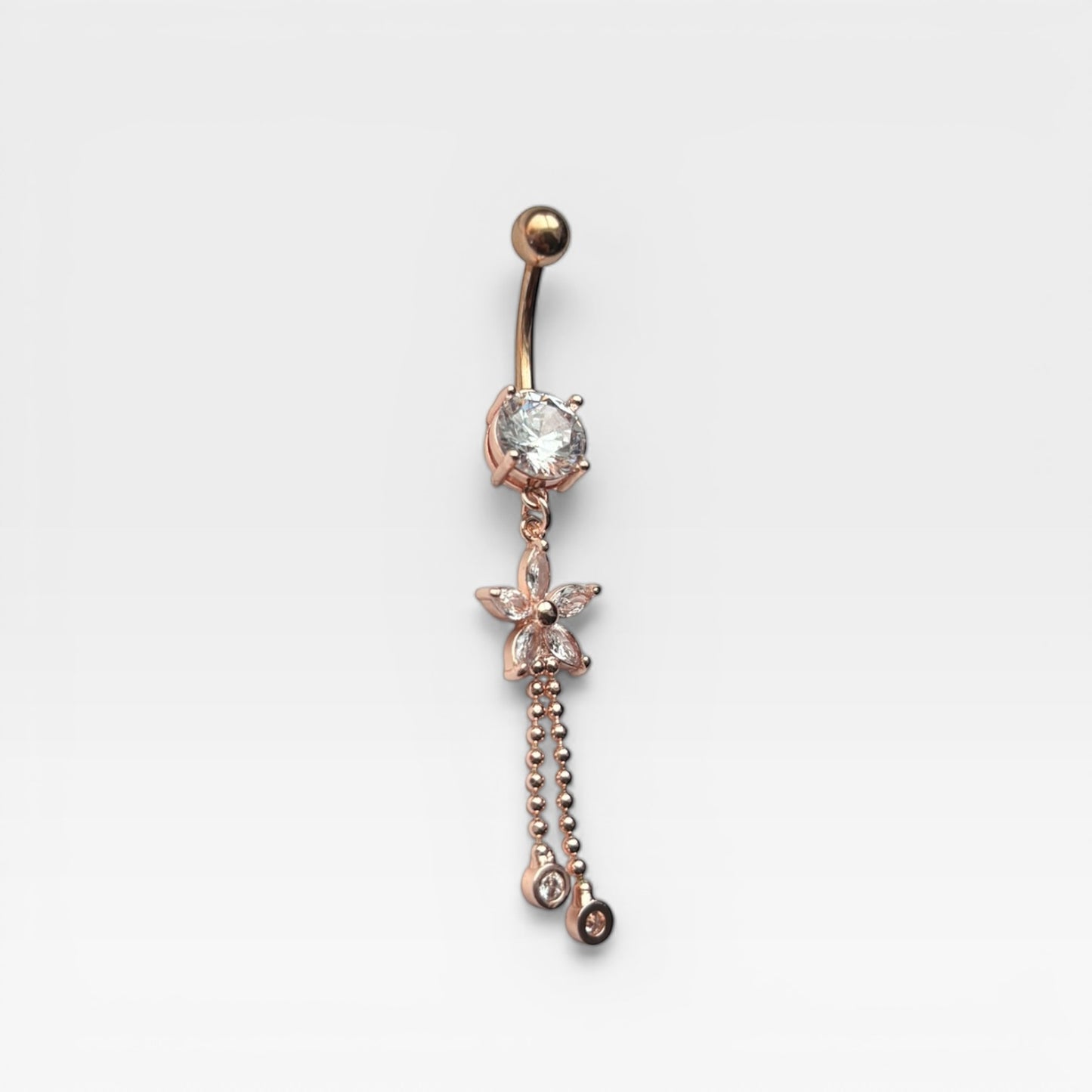 Rose Gold Crystal Flower Belly Ring