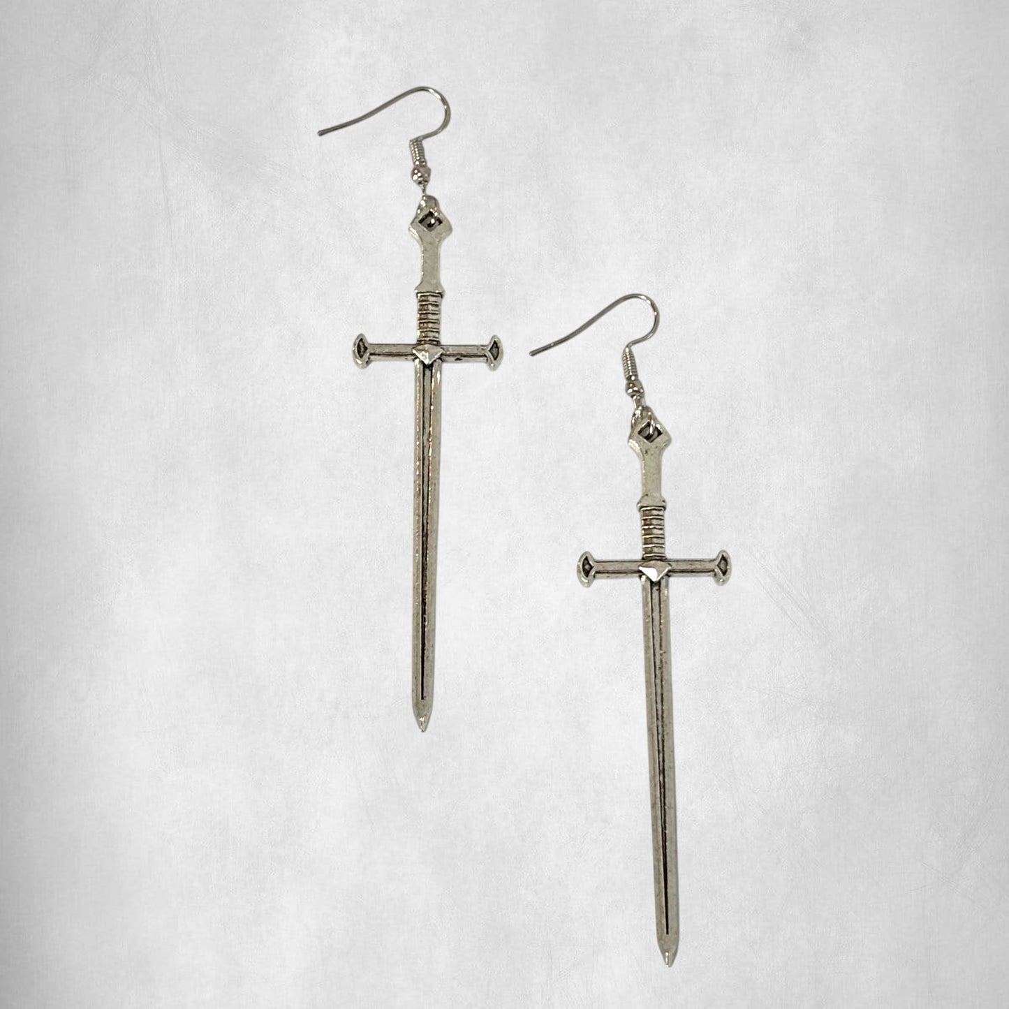 Punk Sword Hook Silver Earrings