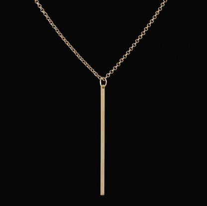 Long Classic Stick Pendant Gold Necklace