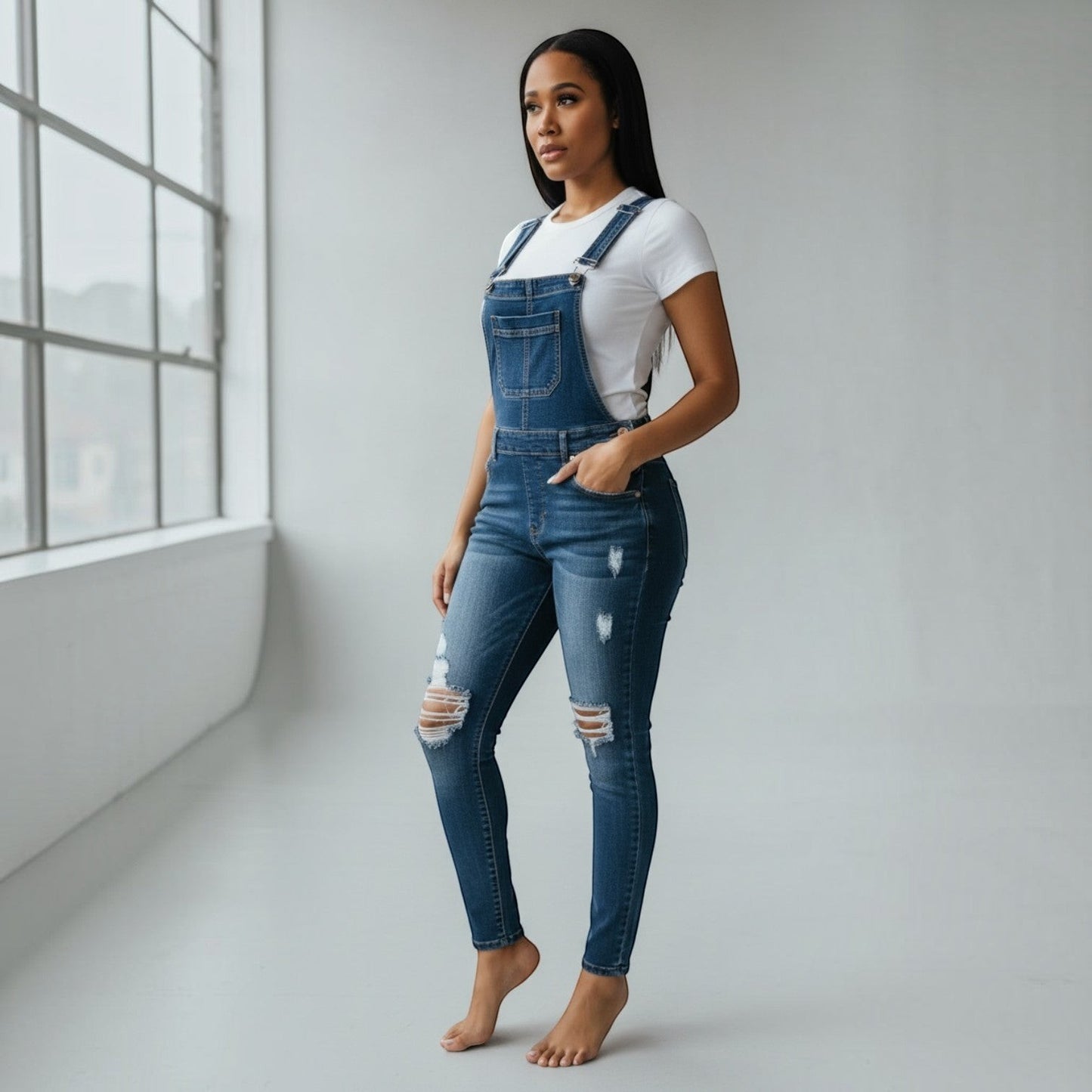 Adjustable Shoulder Straps Denim Overall
