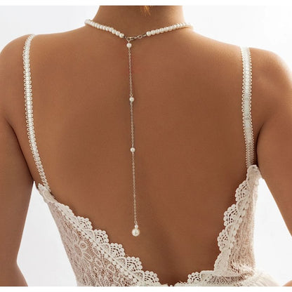 Back Chain Long Tassel Elegant Pearls