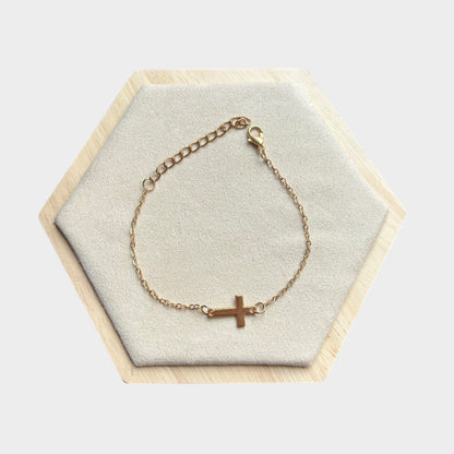 Pulsera de cadena cruzada con dije vintage