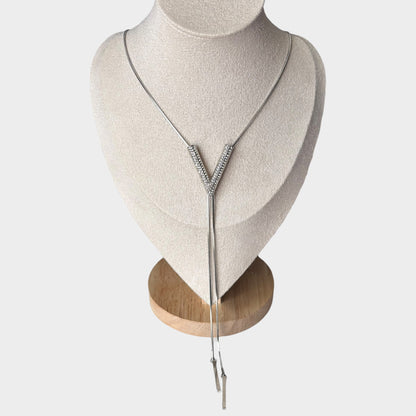 V Shape Silver Long Necklace
